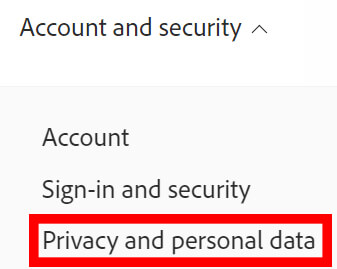 account and security privacy and personal data