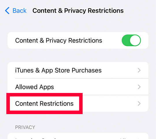 content restrictions