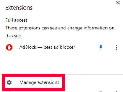 manage extensions on chrome
