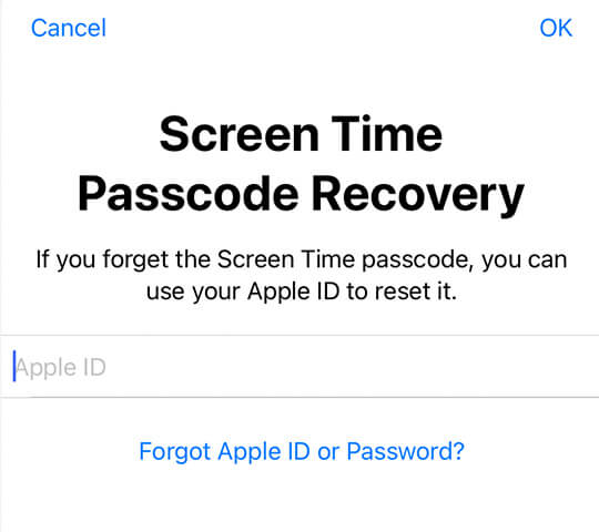 recover screen time password