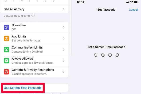 use screen time passcode