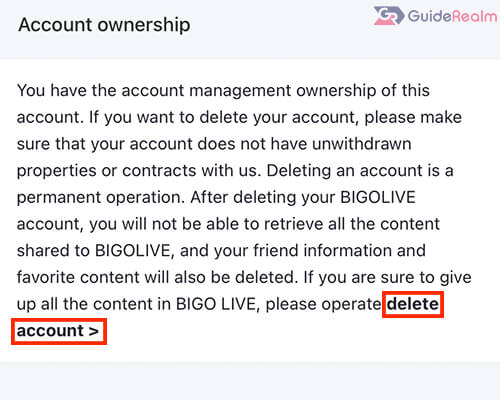 account ownership bigo live