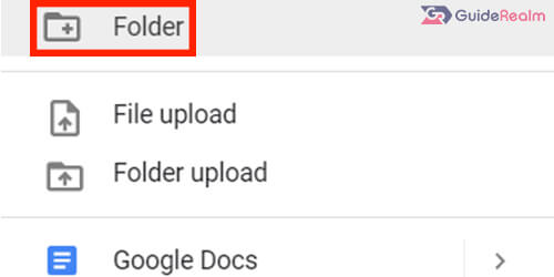 google drive folder options