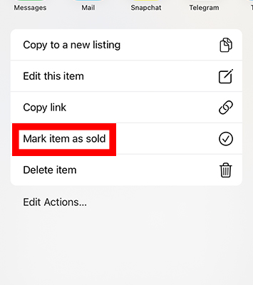 mark item as sold depop 1