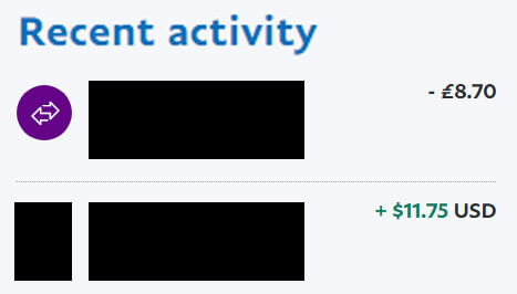 recent activity paypal