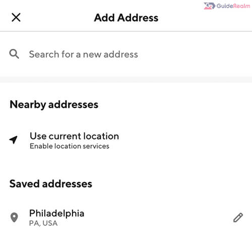 search for new address 2