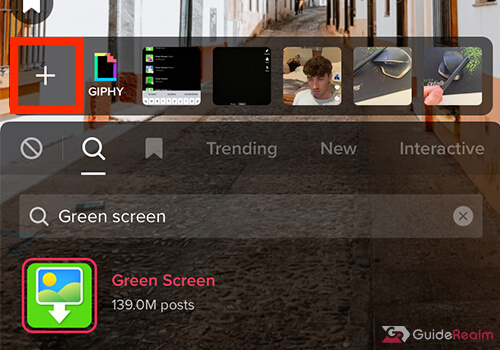 camera roll button tiktok green screen