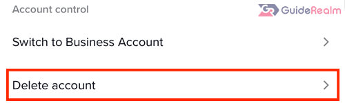 delete account button