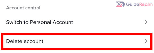 delete account button on tiktok to change interests