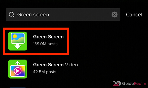 green screen option tiktok
