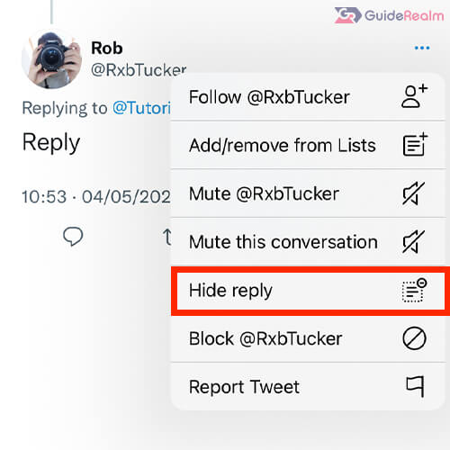 hide reply button