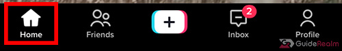 home button on the left hand side of tiktok app