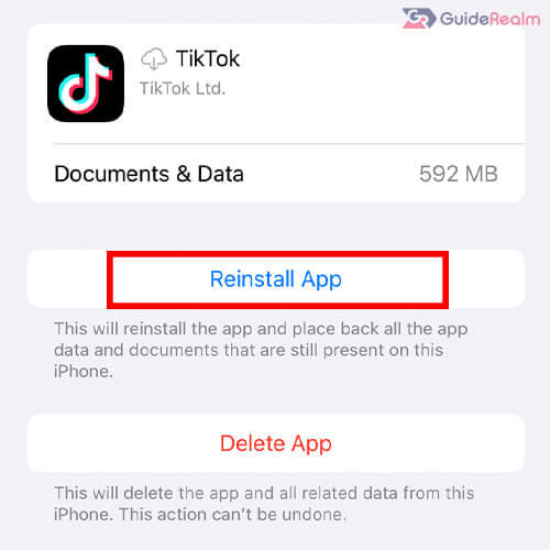 reinstall tiktok app to your device
