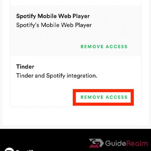 remove access button