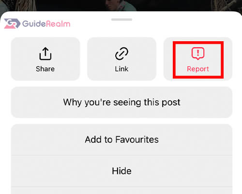 report button on instagram post