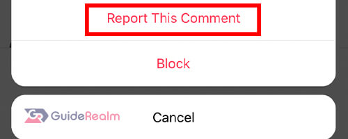 report this comment option on instagram
