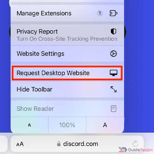 request desktop site discord