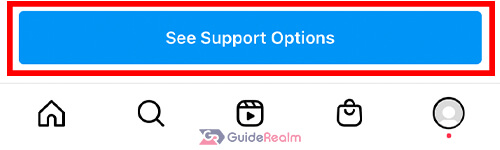 see support options on instagram