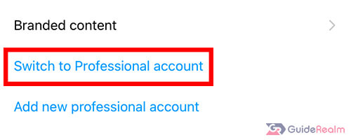 switch to professional account instagram