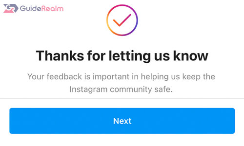 thanks for letting us know instagram