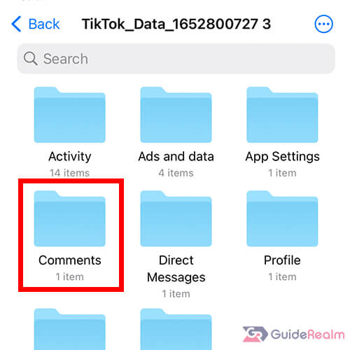tiktok data comments folder