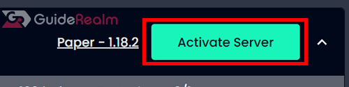 button for activate server on minehut