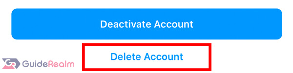 delete account button on instagram final