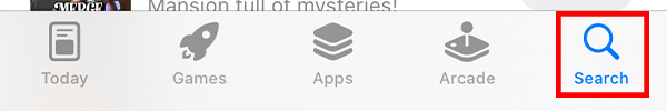 app store search button