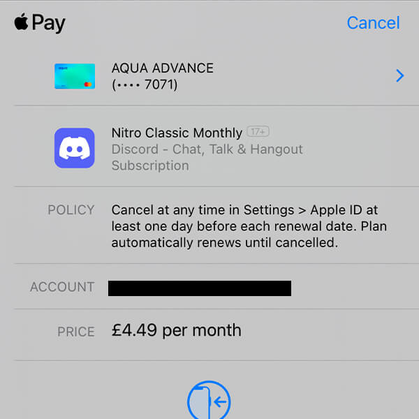 apple pay menu for discord nitro