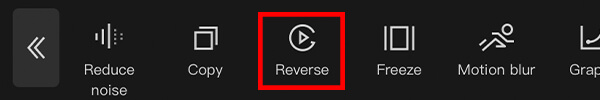 reverse button in bottom of capcut