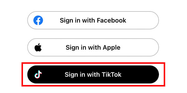 sign in with tiktok button on capcut