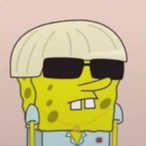 sponge bob with long hair and sun glasses
