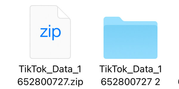 tiktok data zip and folder